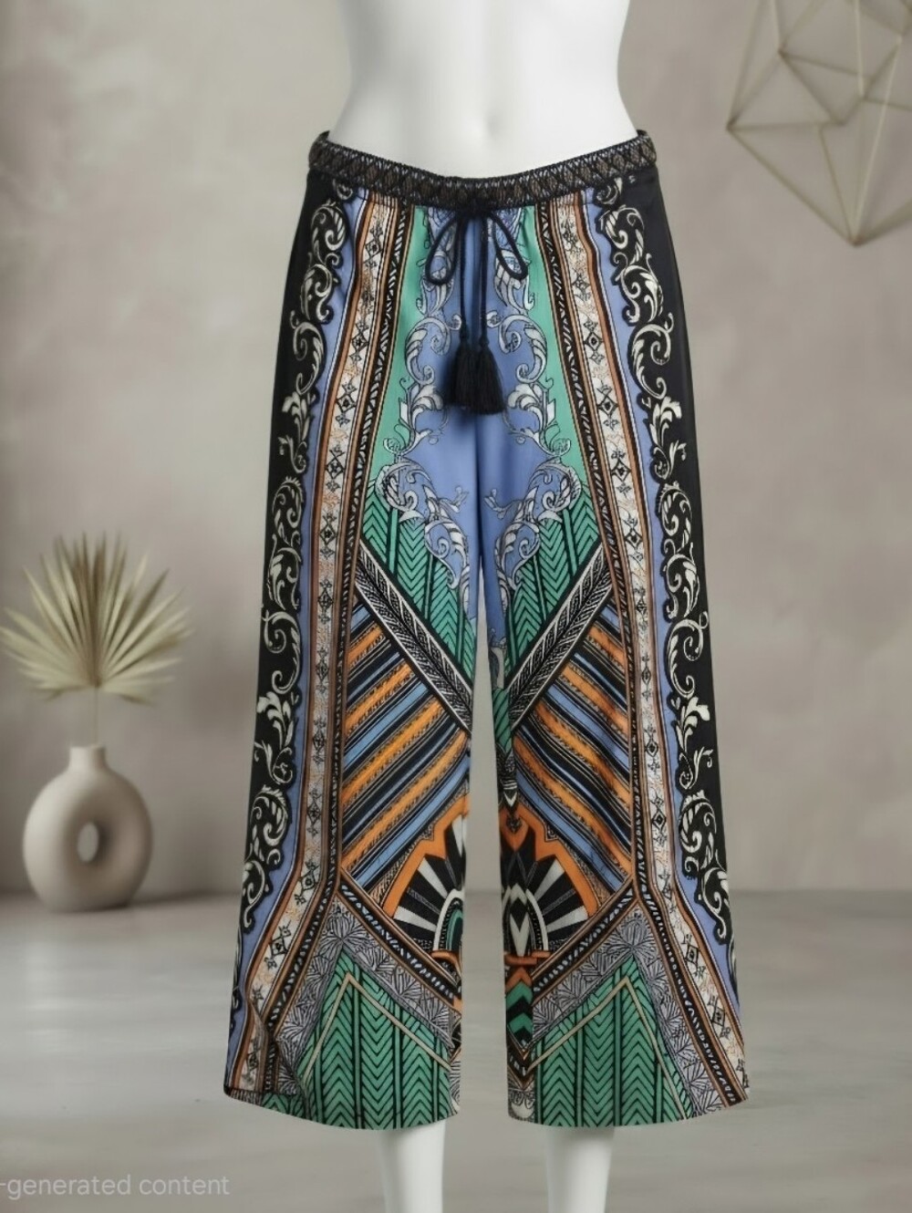 Sharagano Boho Baroque Print Pull-On Palazzo Pants - Size M
